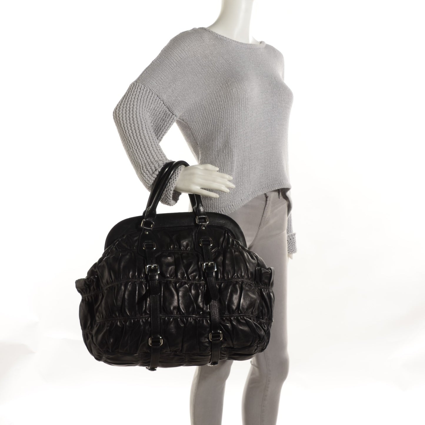 Nappa Gaufre Framed Tote Nero Black