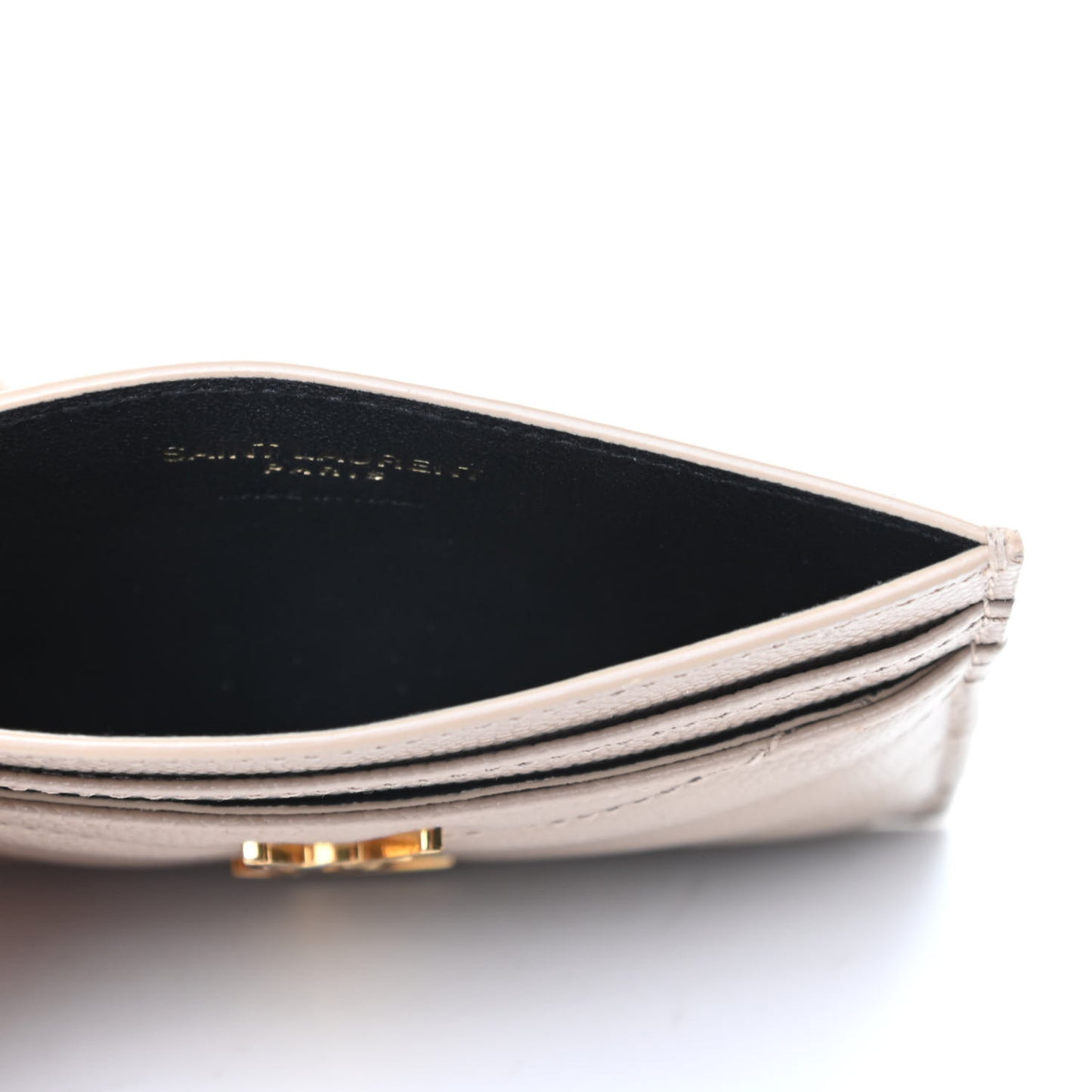 Grain De Poudre Matelasse Chevron Monogram Credit Card Case Dark Beige