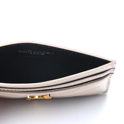 Saint Laurent Grain De Poudre Matelasse Chevron Monogram Credit Card Case Dark Beige 5 of 6