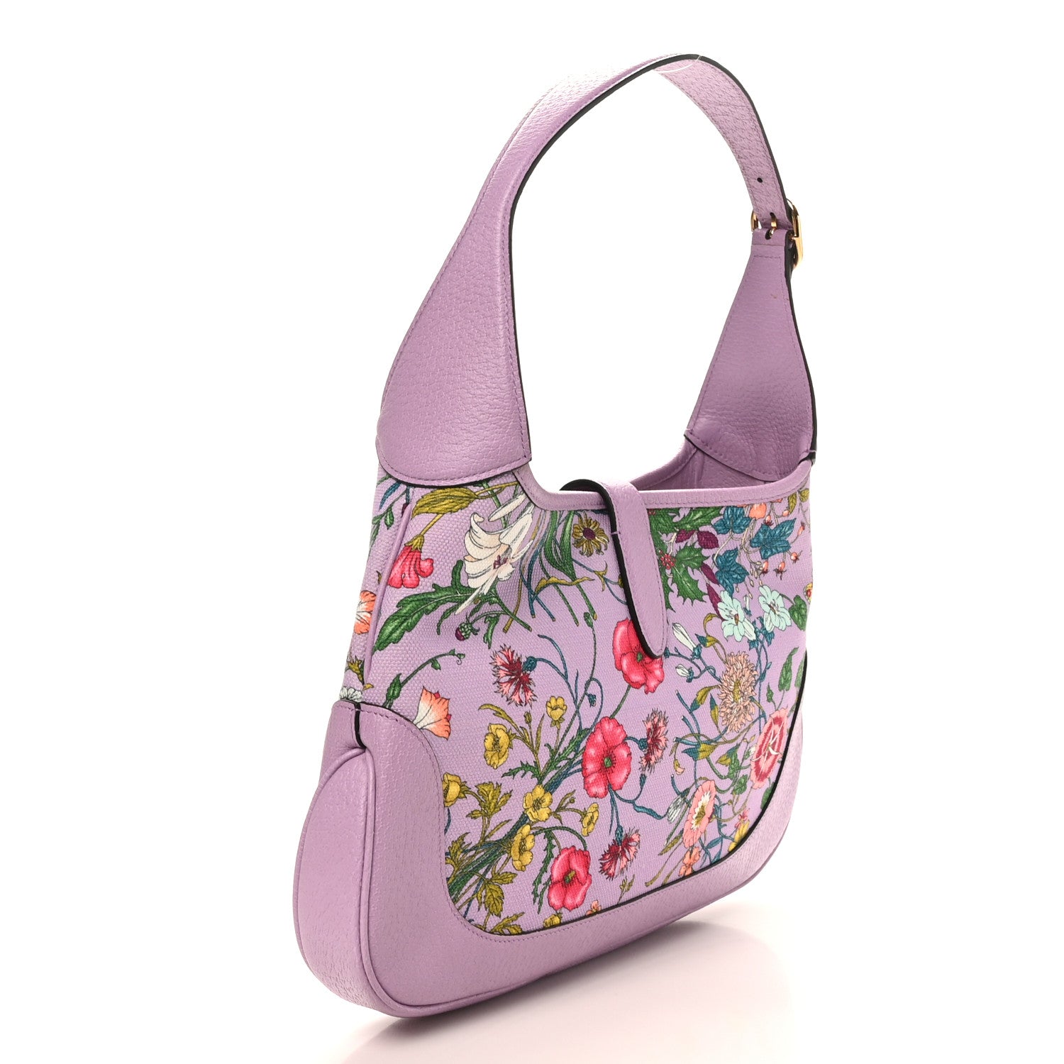 Gucci Canvas Flora Medium Jackie Hobo Lilac 3 of 10