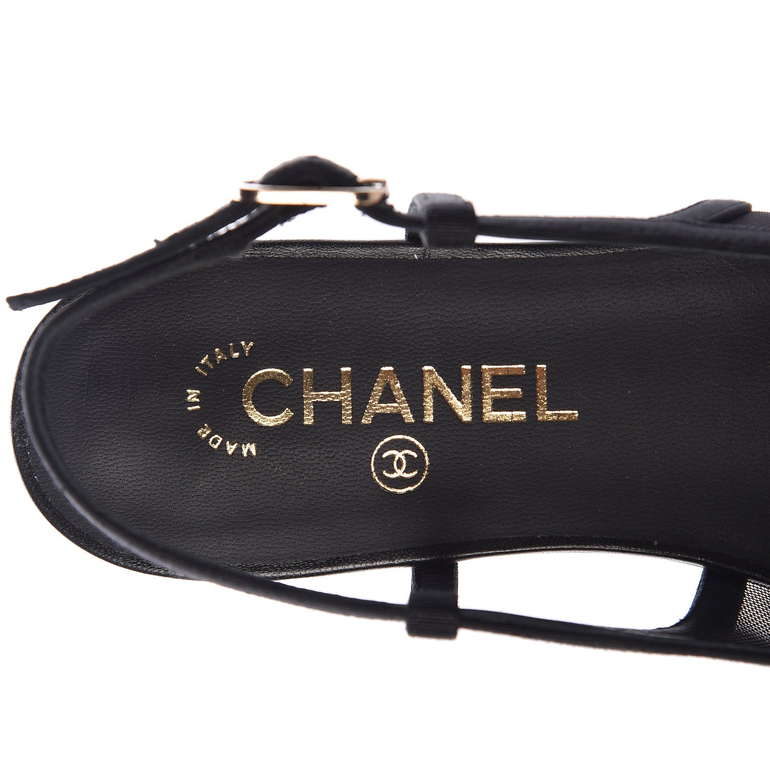 Chanel Mesh Grosgrain Cap Toe CC Slingback Sandals 38 Black 8 of 11
