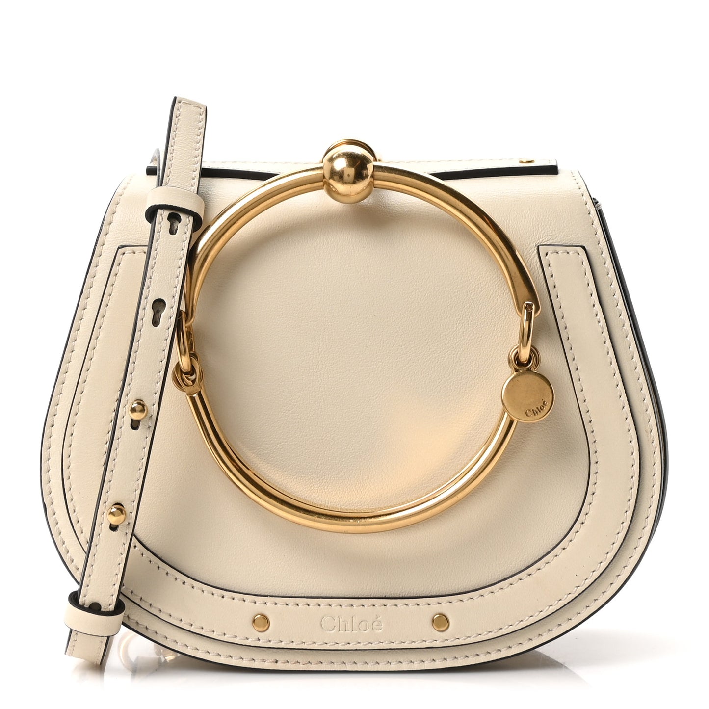 Calfskin Suede Small Nile Bracelet Bag Off White