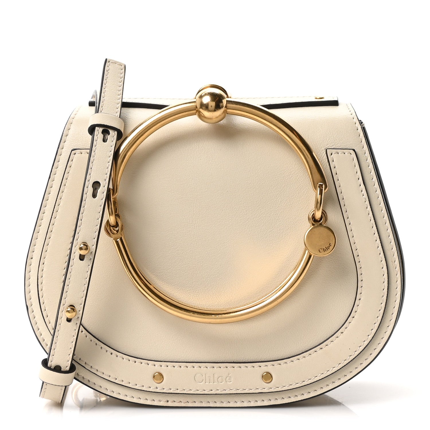 Chloe Calfskin Suede Small Nile Bracelet Bag Off White 1 of 10