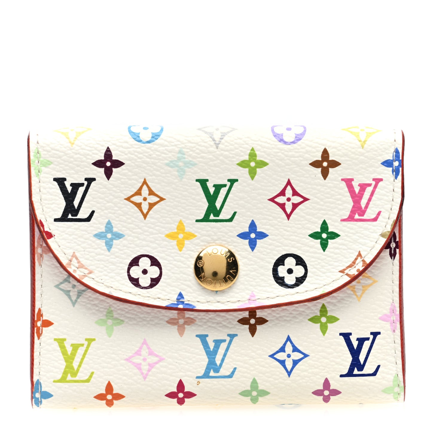 Monogram Multicolor Business Card Holder White Litchi