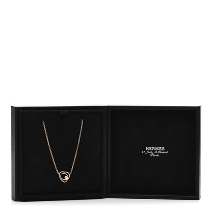 Hermes 18K Rose Gold Diamond TPM Vertige Coeur Necklace SH 6 of 6