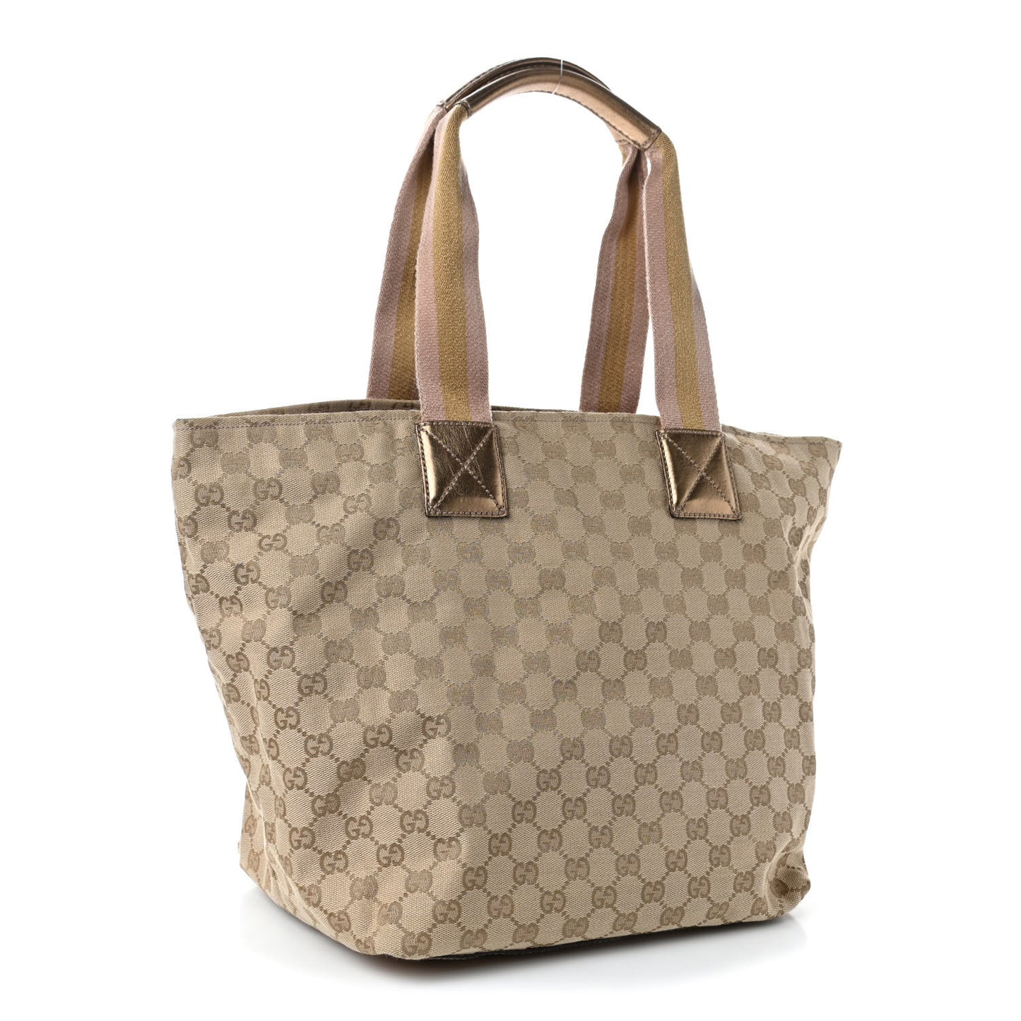 GG Monogram Large Web Handle Bucket Tote Gold