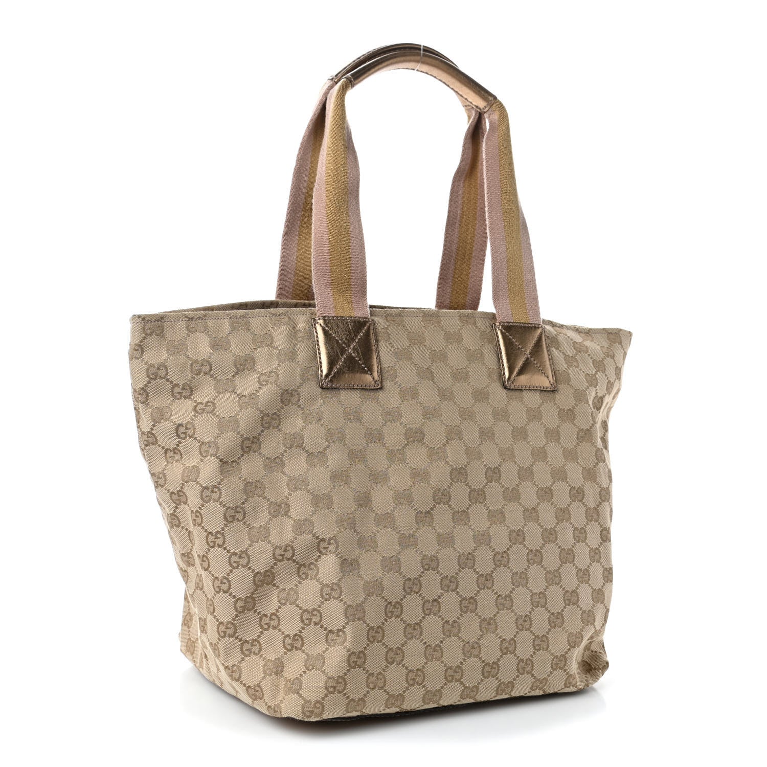 Gucci GG Monogram Large Web Handle Bucket Tote Gold 2 of 4