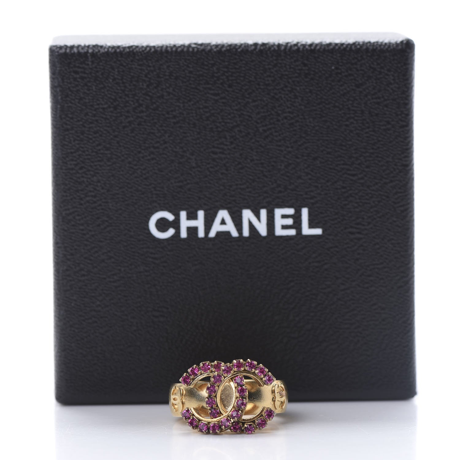 Chanel Crystal CC Ring 7 Gold Pink 8 of 8