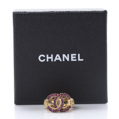 Chanel Crystal CC Ring 7 Gold Pink 8 of 8