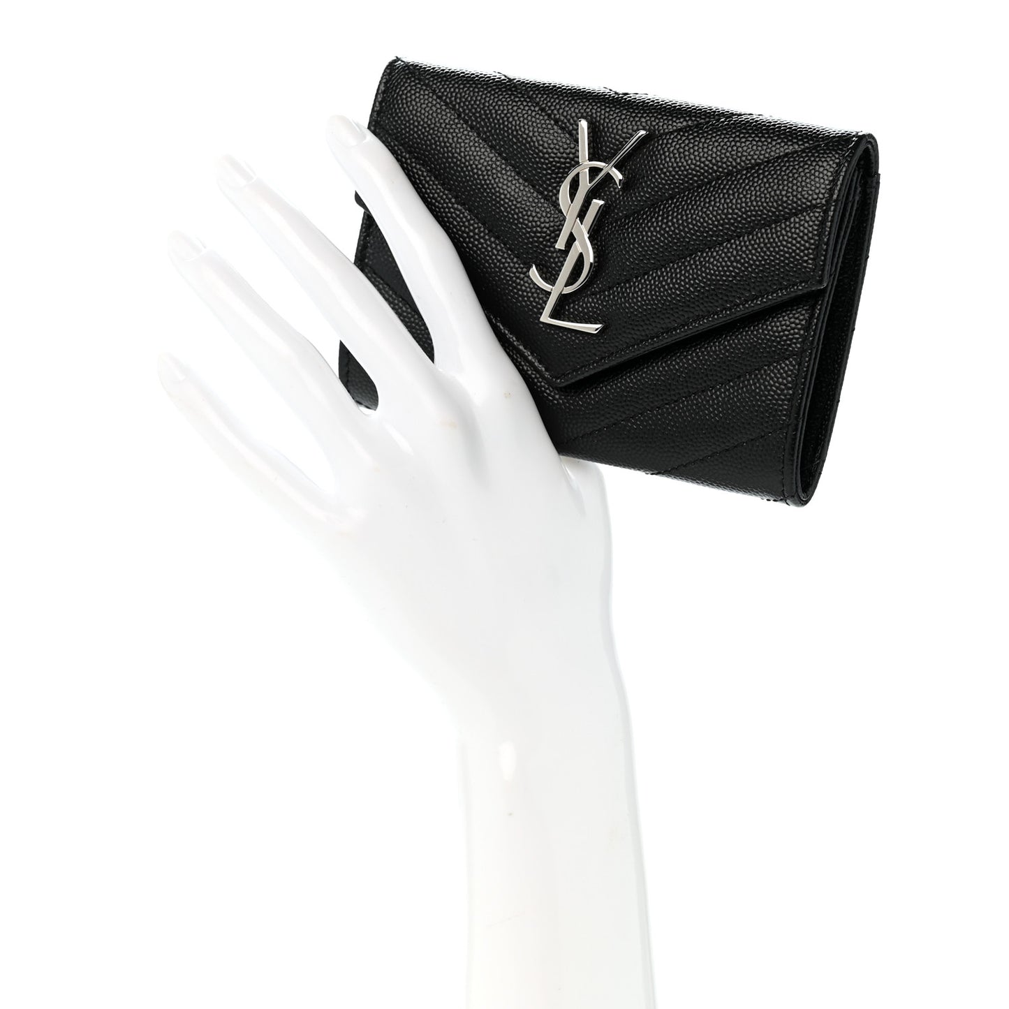 Grain De Poudre Matelasse Chevron Small Monogram Envelope Wallet Black