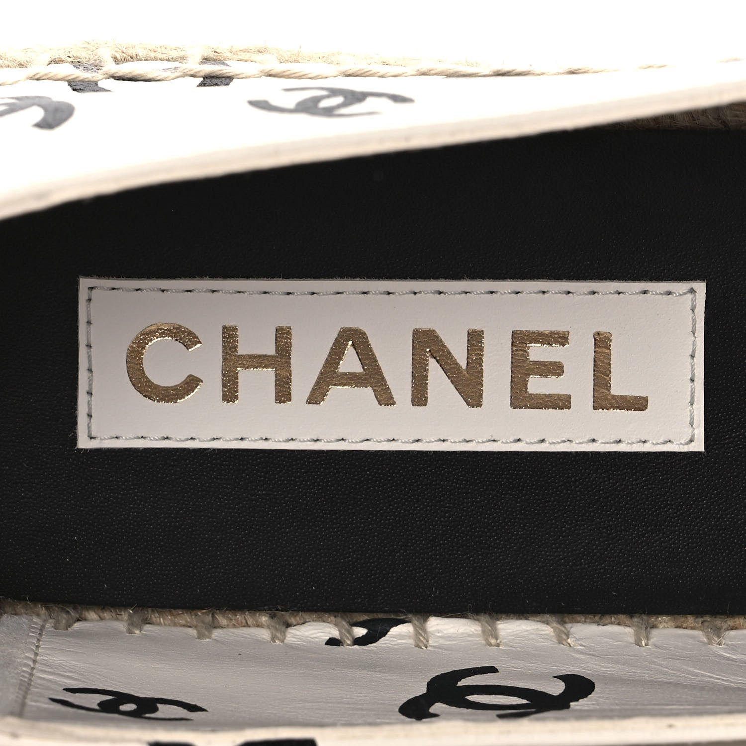 Chanel Lambskin Printed CC Espadrilles 41 White Black 8 of 10