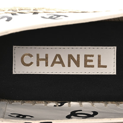 Chanel Lambskin Printed CC Espadrilles 41 White Black 8 of 10