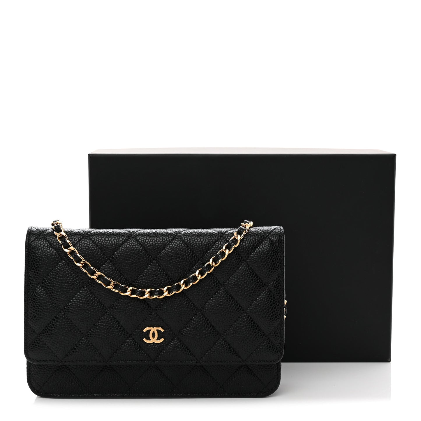 Caviar Quilted Wallet On Chain WOC Black