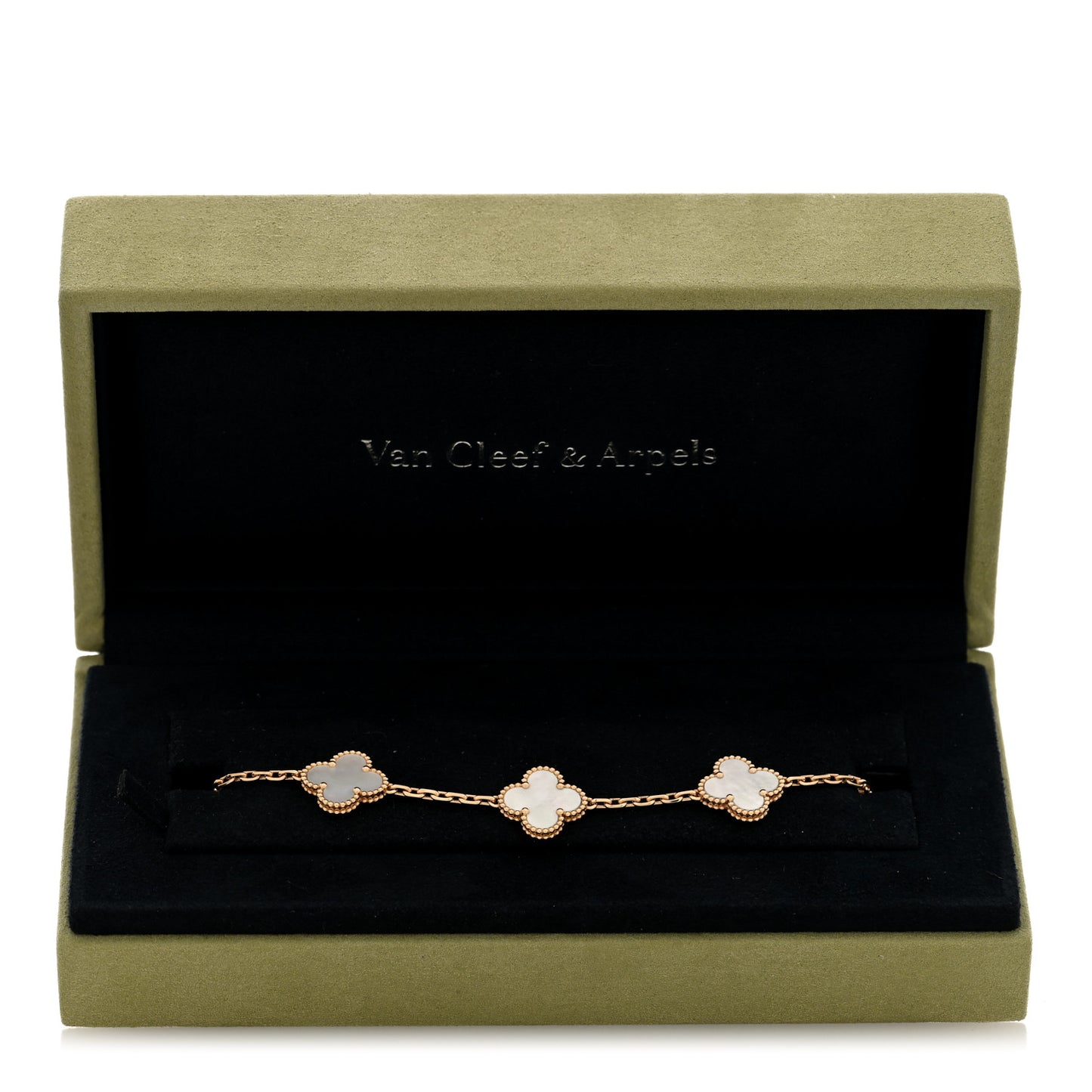 18K Yellow Gold Mother of Pearl 5 Motifs Vintage Alhambra Bracelet