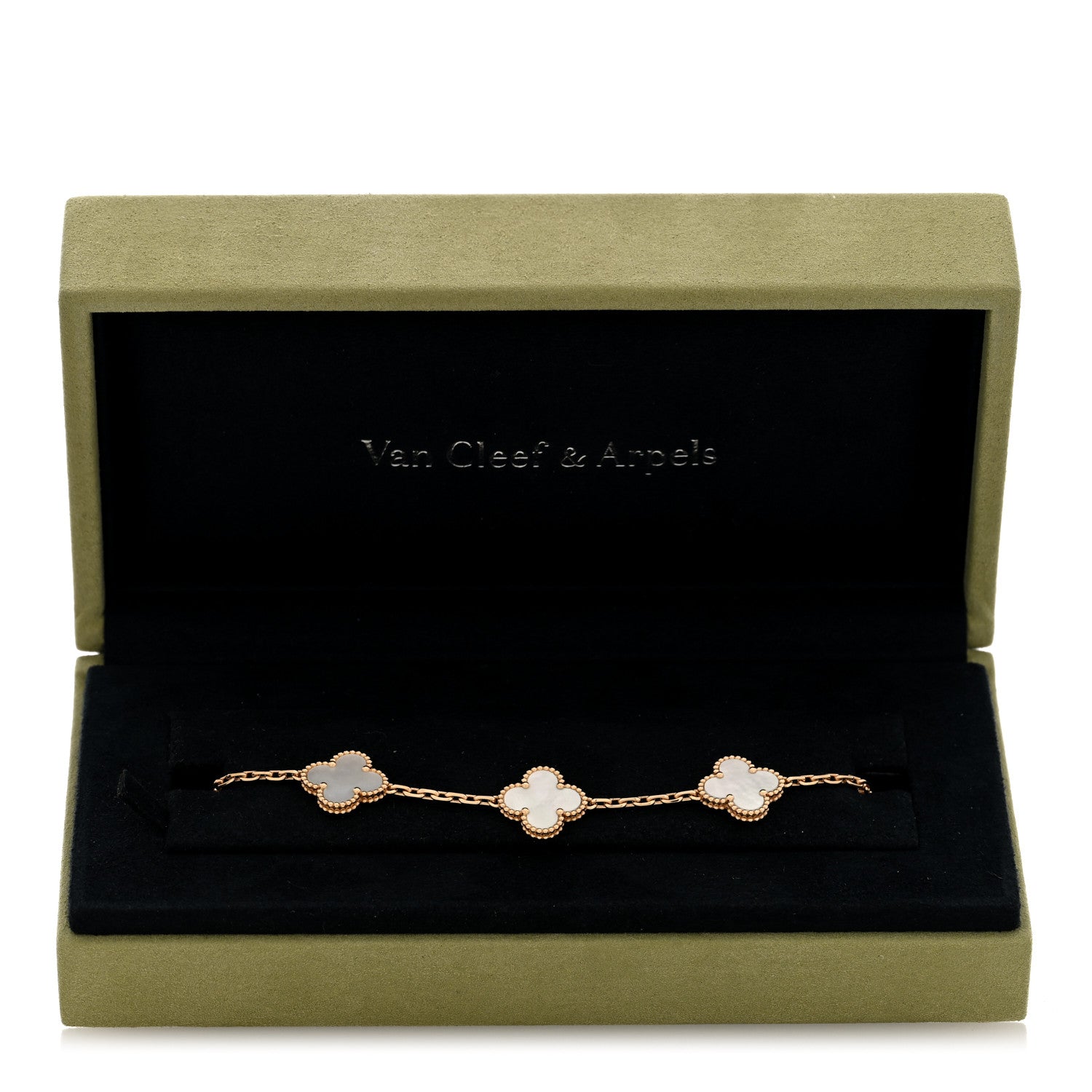 Van Cleef & Arpels 18K Yellow Gold Mother of Pearl 5 Motifs Vintage Alhambra Bracelet 4 of 4