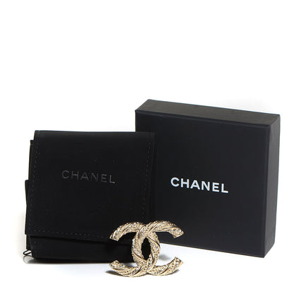 Chanel Crystal Twisted CC Brooch Light Gold 5 of 5