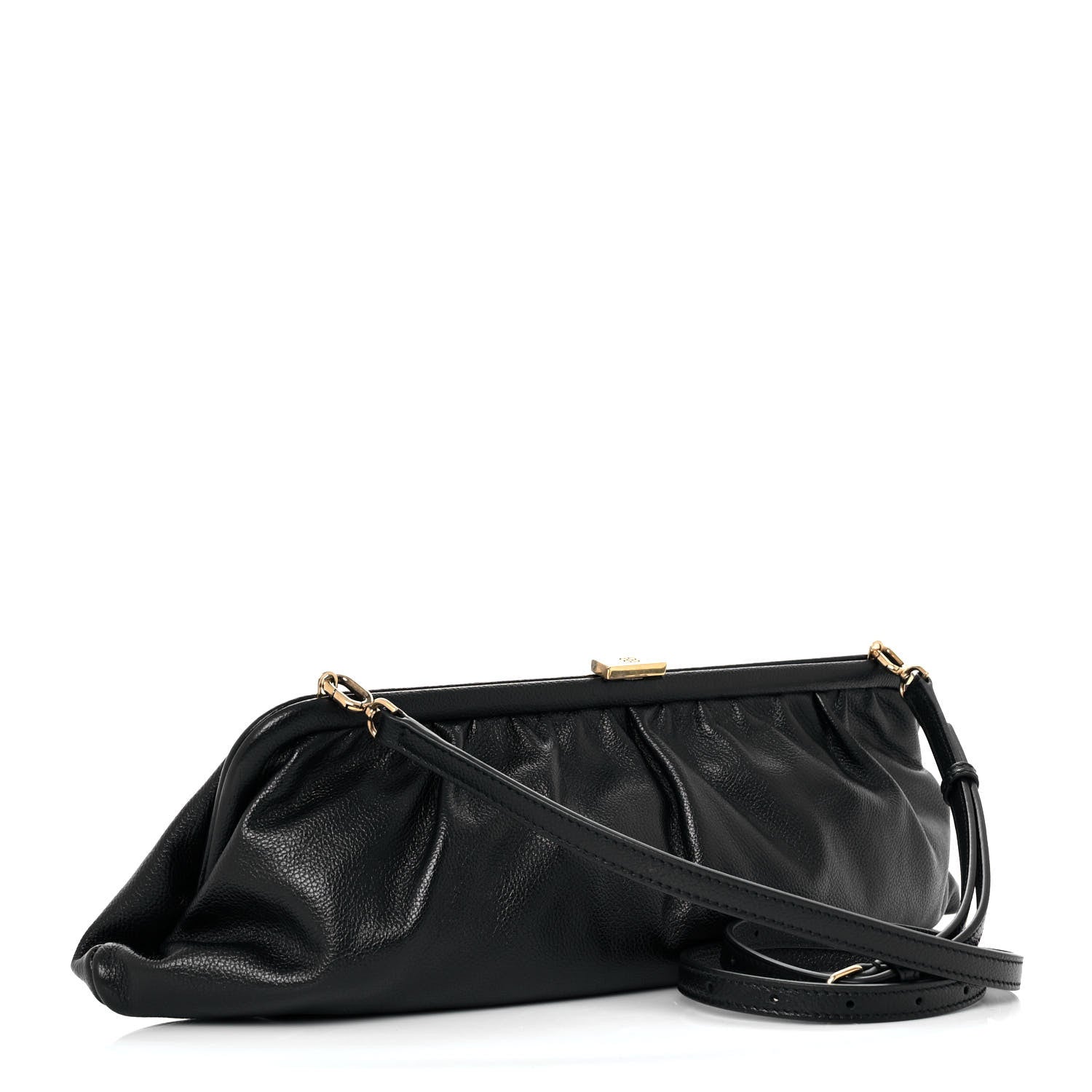 Balenciaga Grained Calfskin Logo XL Cloud Clutch Black 2 of 7