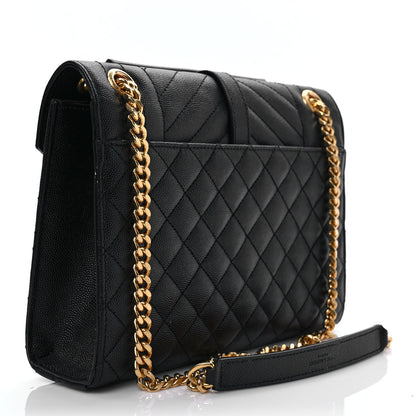 Saint Laurent Grain De Poudre Textured Mixed Matelasse Triquilt Medium Monogram Satchel Black 3 of 8