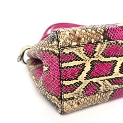 Fendi Snakeskin Mini Peekaboo Iconic Satchel Daisy Roccia Magenta 8 of 9