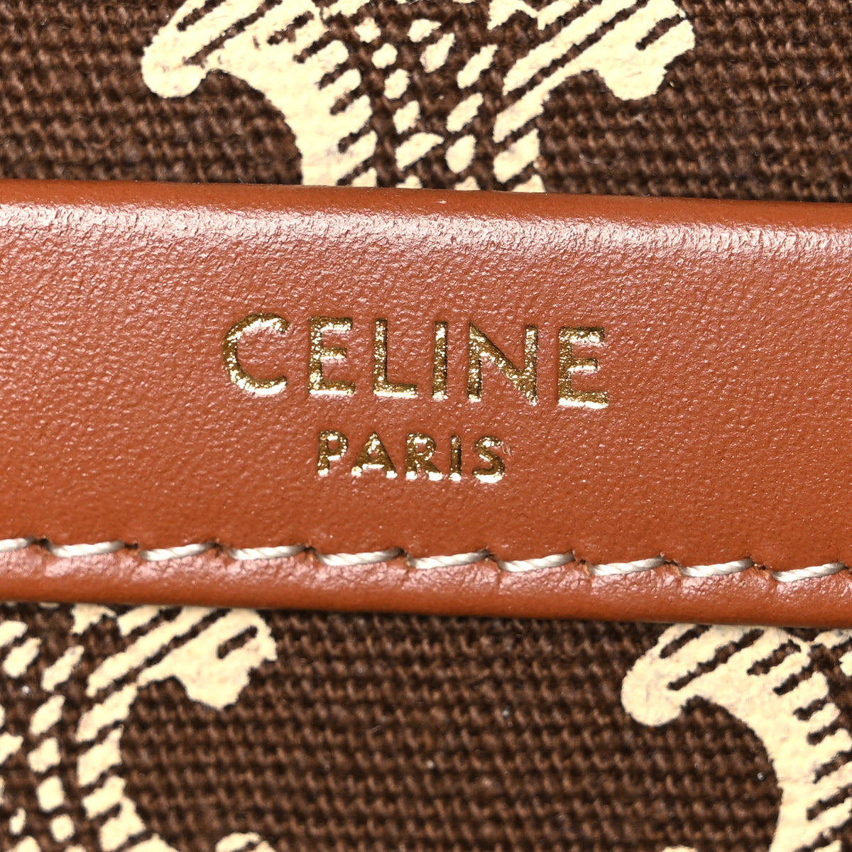 Celine Canvas Calfskin Triomphe Print Large Cabas Thais Brown 6 of 11