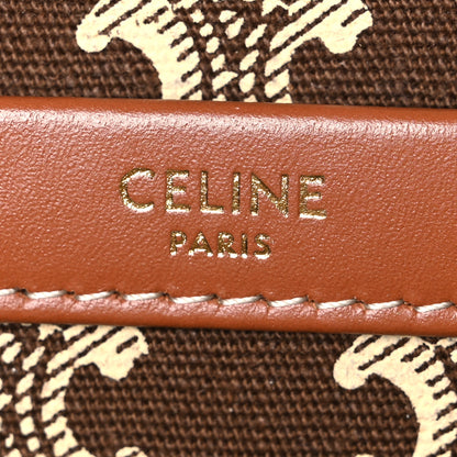 Celine Canvas Calfskin Triomphe Print Large Cabas Thais Brown 6 of 11