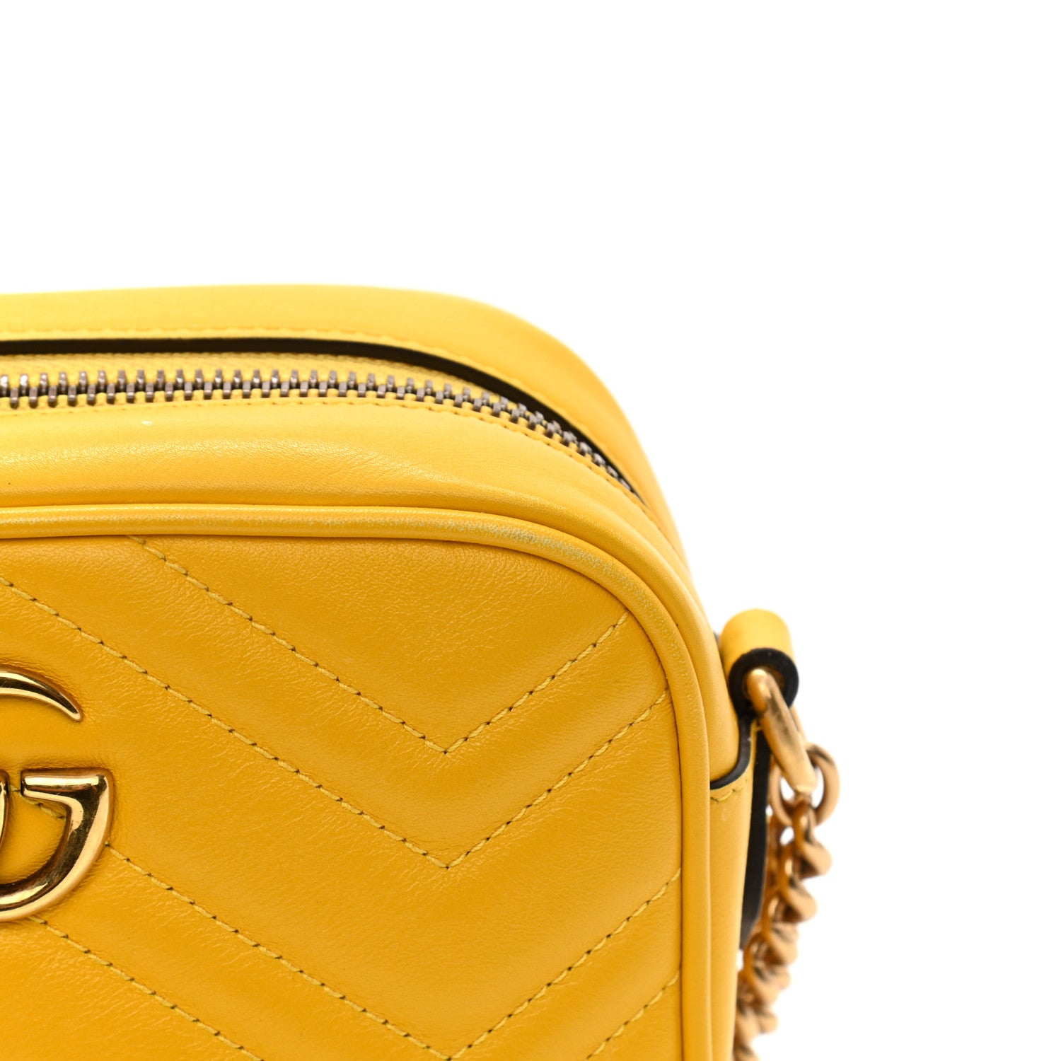 Gucci Calfskin Matelasse Mini GG Marmont Chain Shoulder Bag Stone Topaz 15 of 16