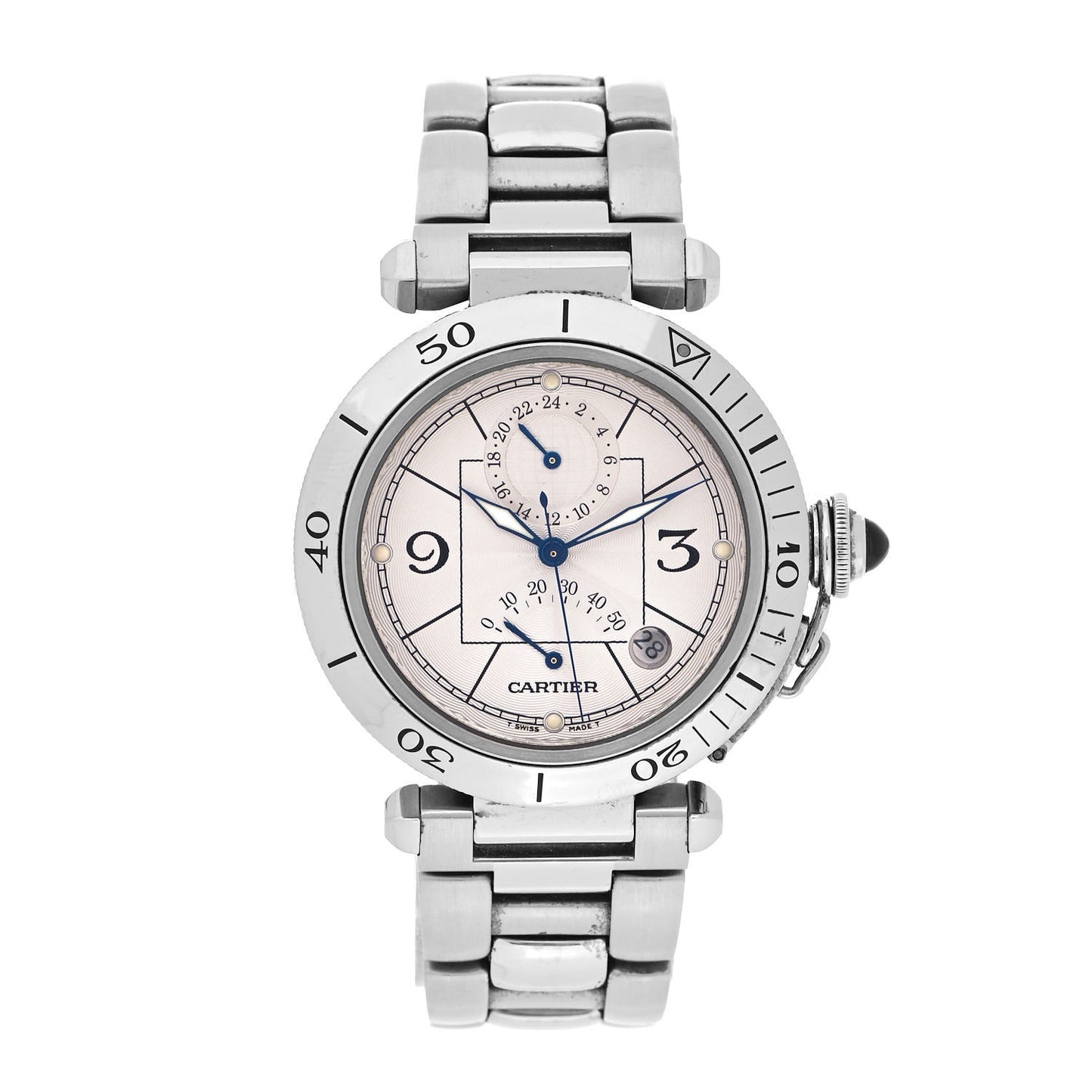 Stainless Steel 38mm Pasha C GMT Chronograph Automatic Watch