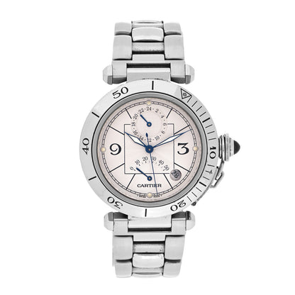 Cartier Stainless Steel 38mm Pasha C GMT Chronograph Automatic Watch 1 of 4