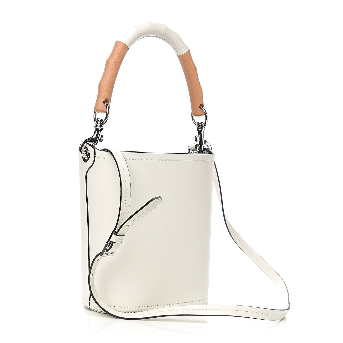 City Calfskin Tambour Bucket Bag White Black