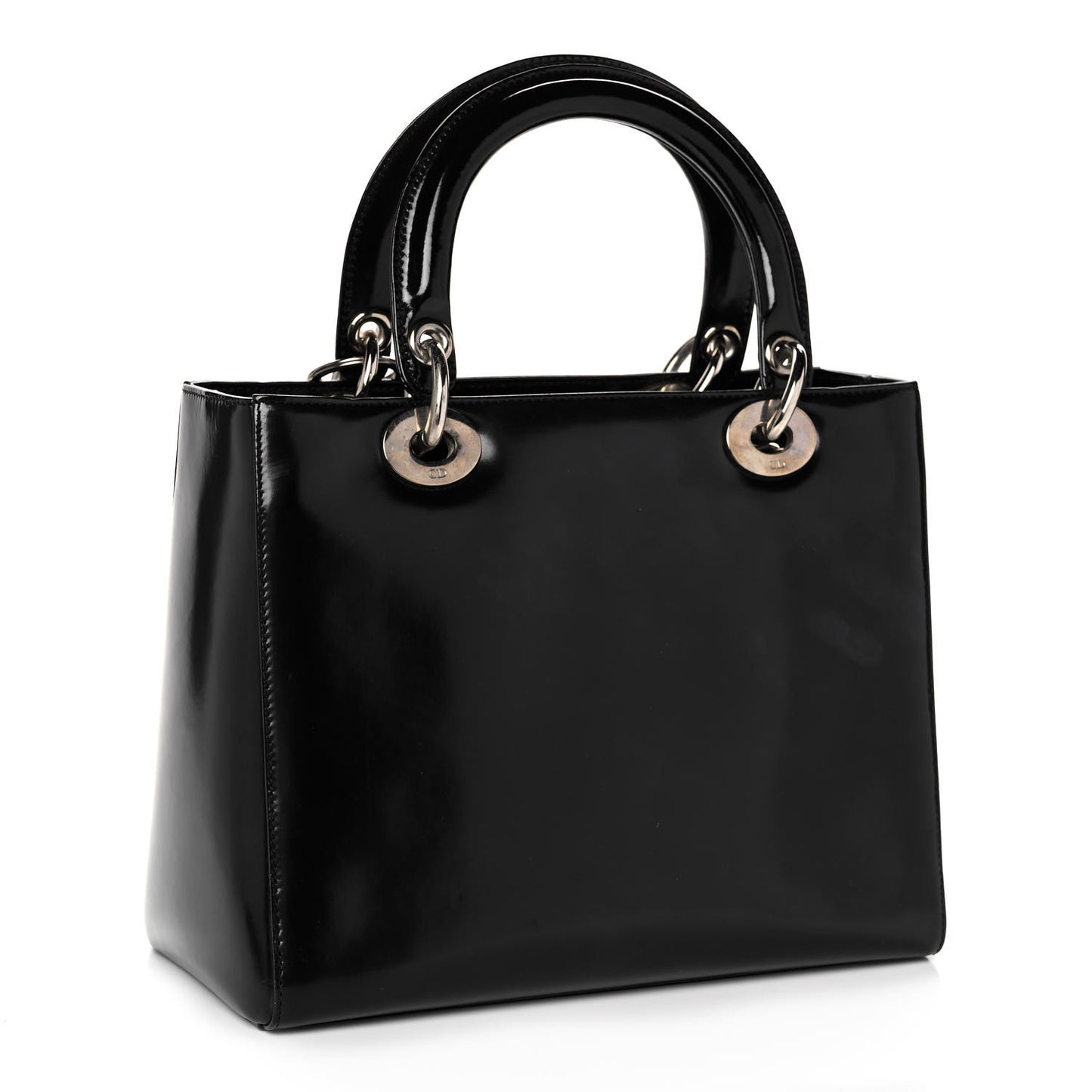 Glazed Calfskin Medium Lady Dior Black
