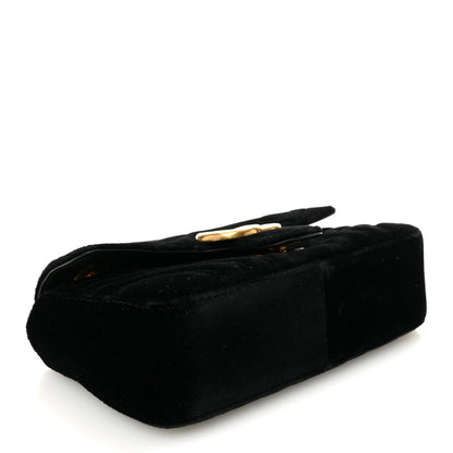Gucci Velvet Matelasse Mini GG Marmont Shoulder Bag Black 4 of 10