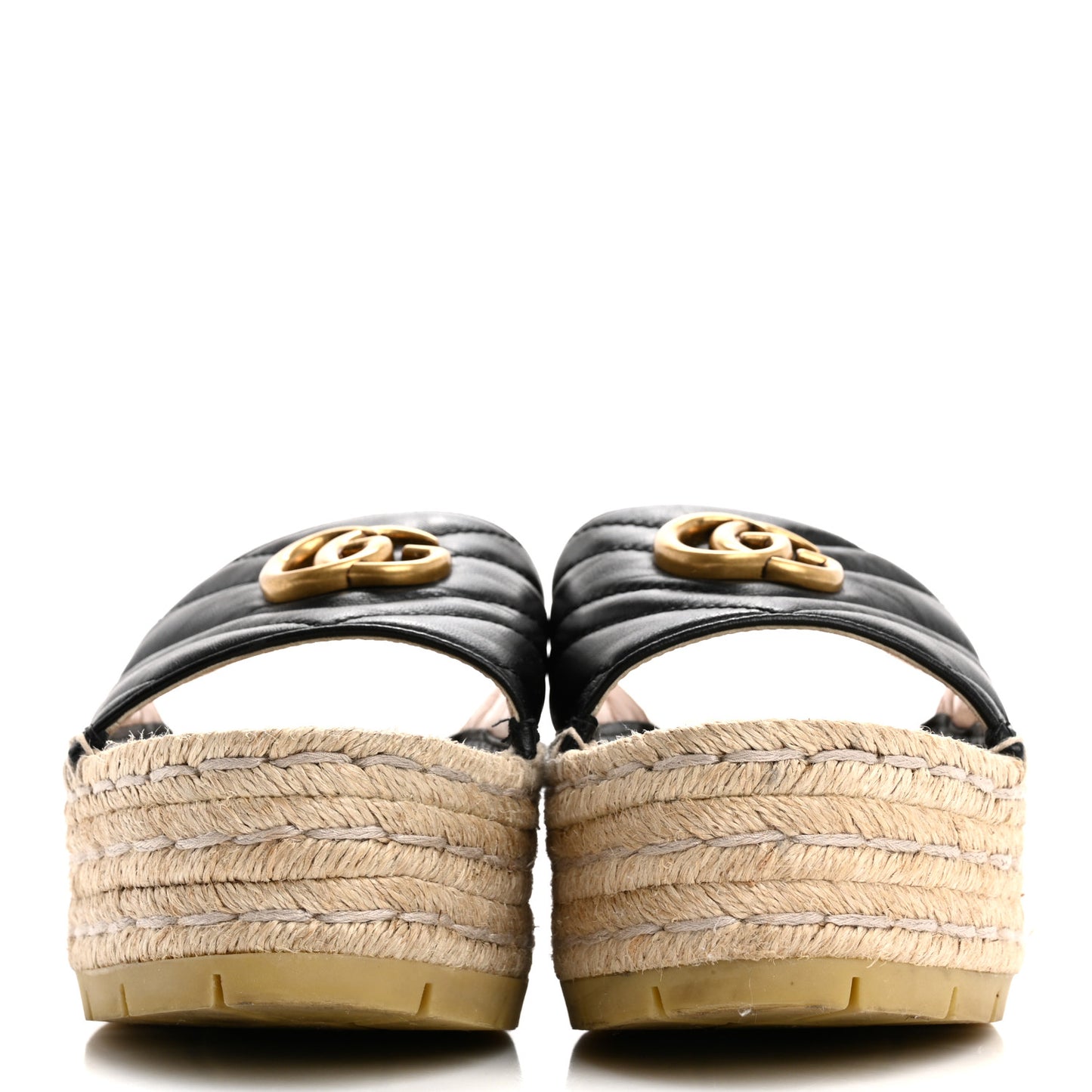 Nappa Matelasse GG Marmont Platform Espadrille Slide Sandals 39 Black