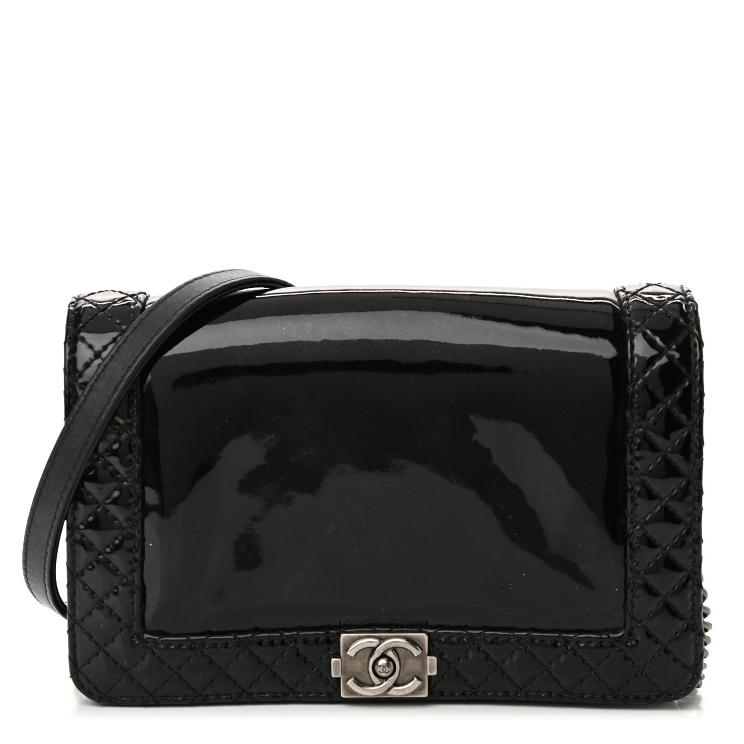 Chanel Patent New Medium Boy Reverso Flap Black 1 of 10