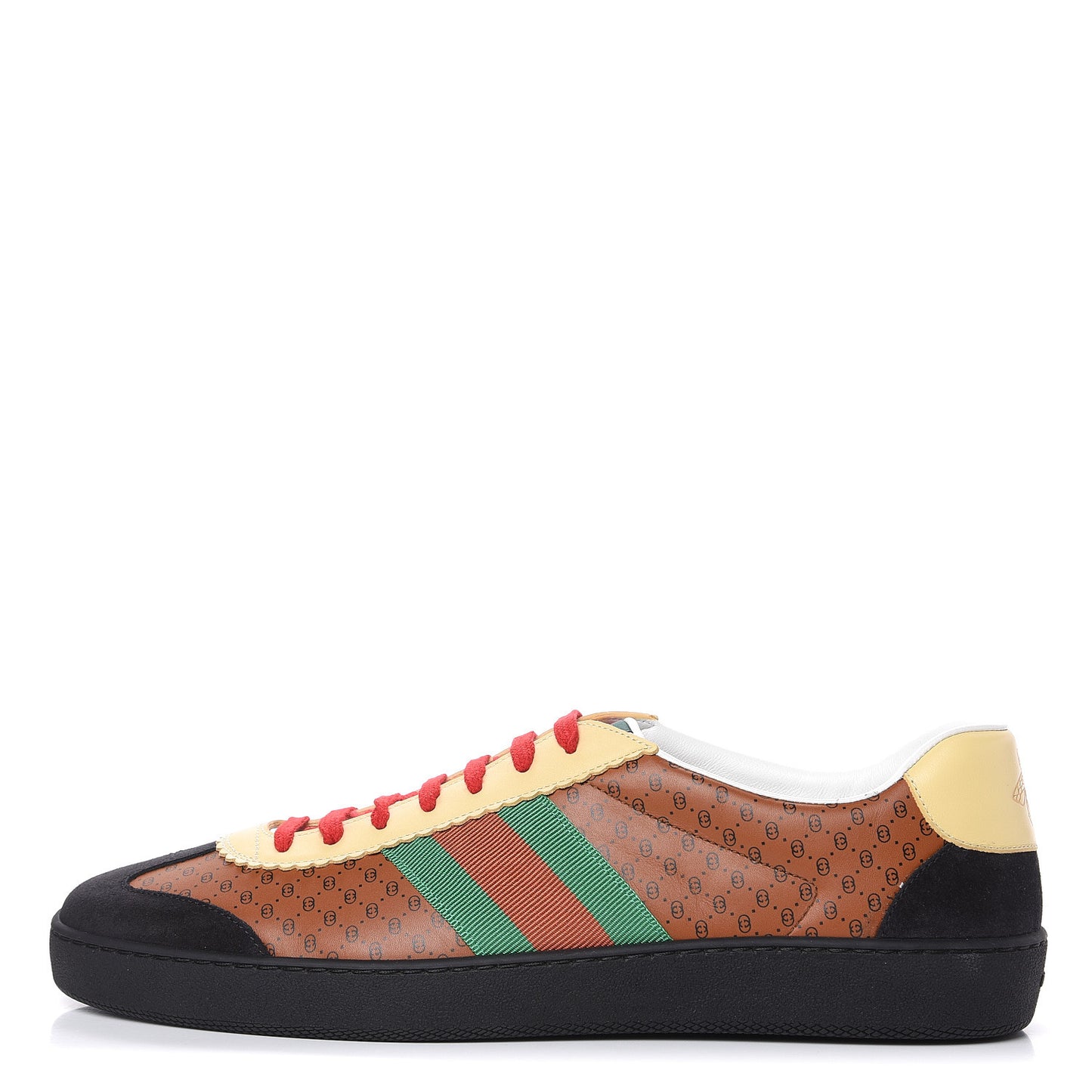 X DAPPER DAN Calfskin Suede GG Micro Monogram Mens G74 Sneakers 12.5 Black Cuir Burro