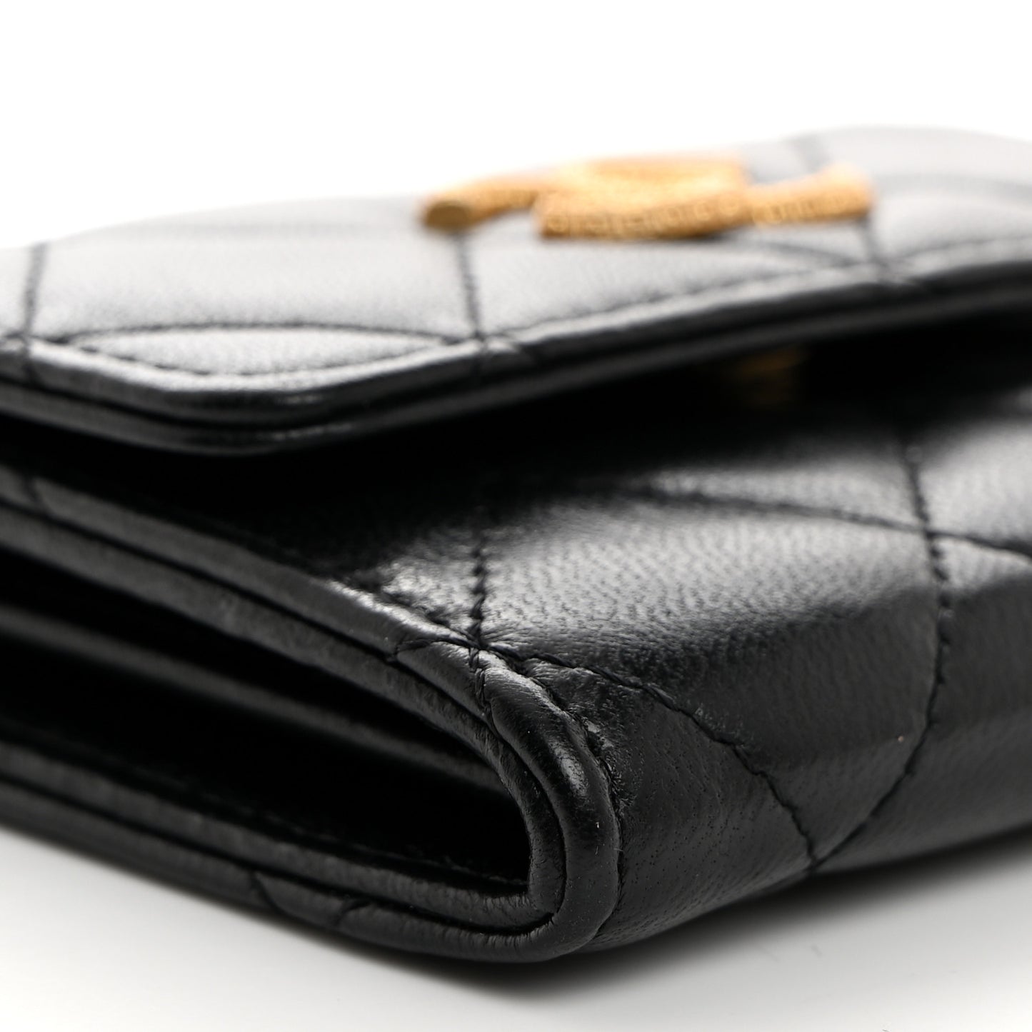 Lambskin Quilted Studded CC Clutch With Chain Black