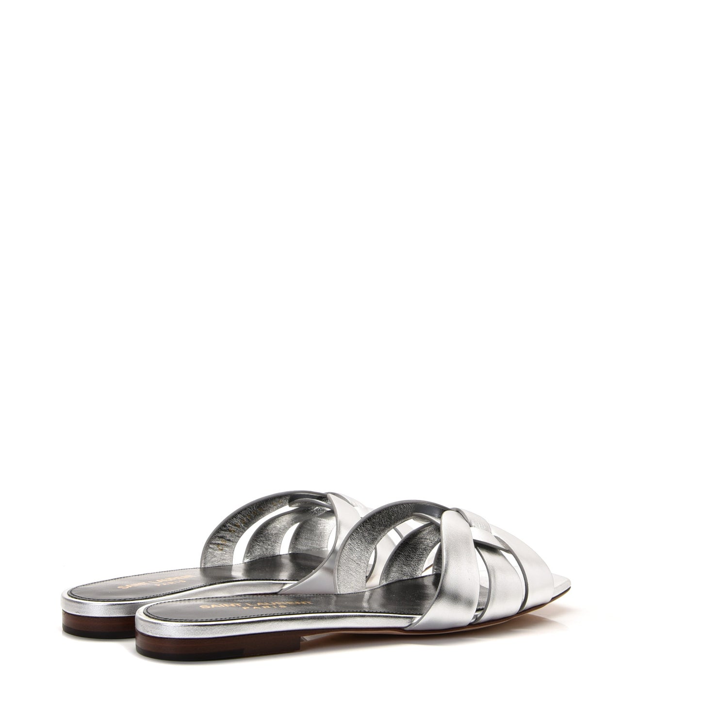 Metallic Calfskin Nu Pied 05 Slide Sandals 35 Silver