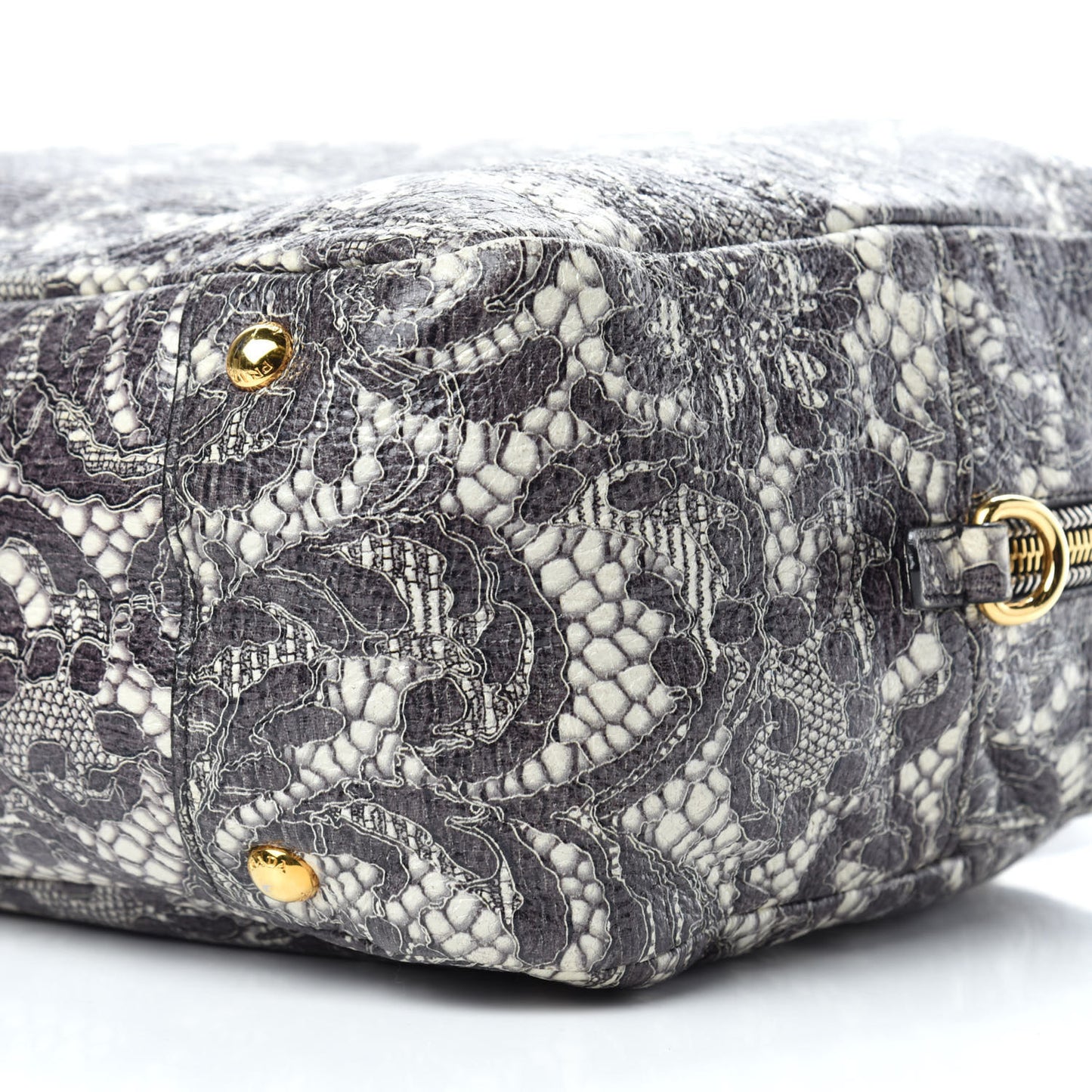 Cervo Lux Print Lace Bauletto Bag Talco