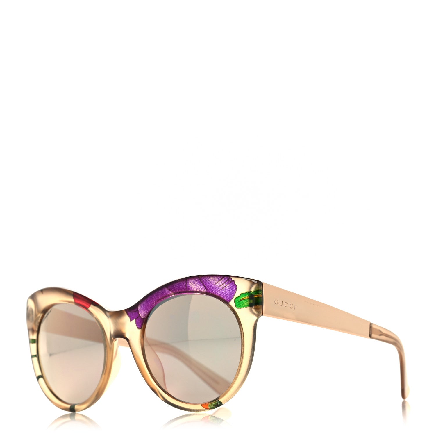 Gucci Acetate Floral Fabric Embedded Cat Eye Sunglasses GG 3740/S Beige 1 of 7