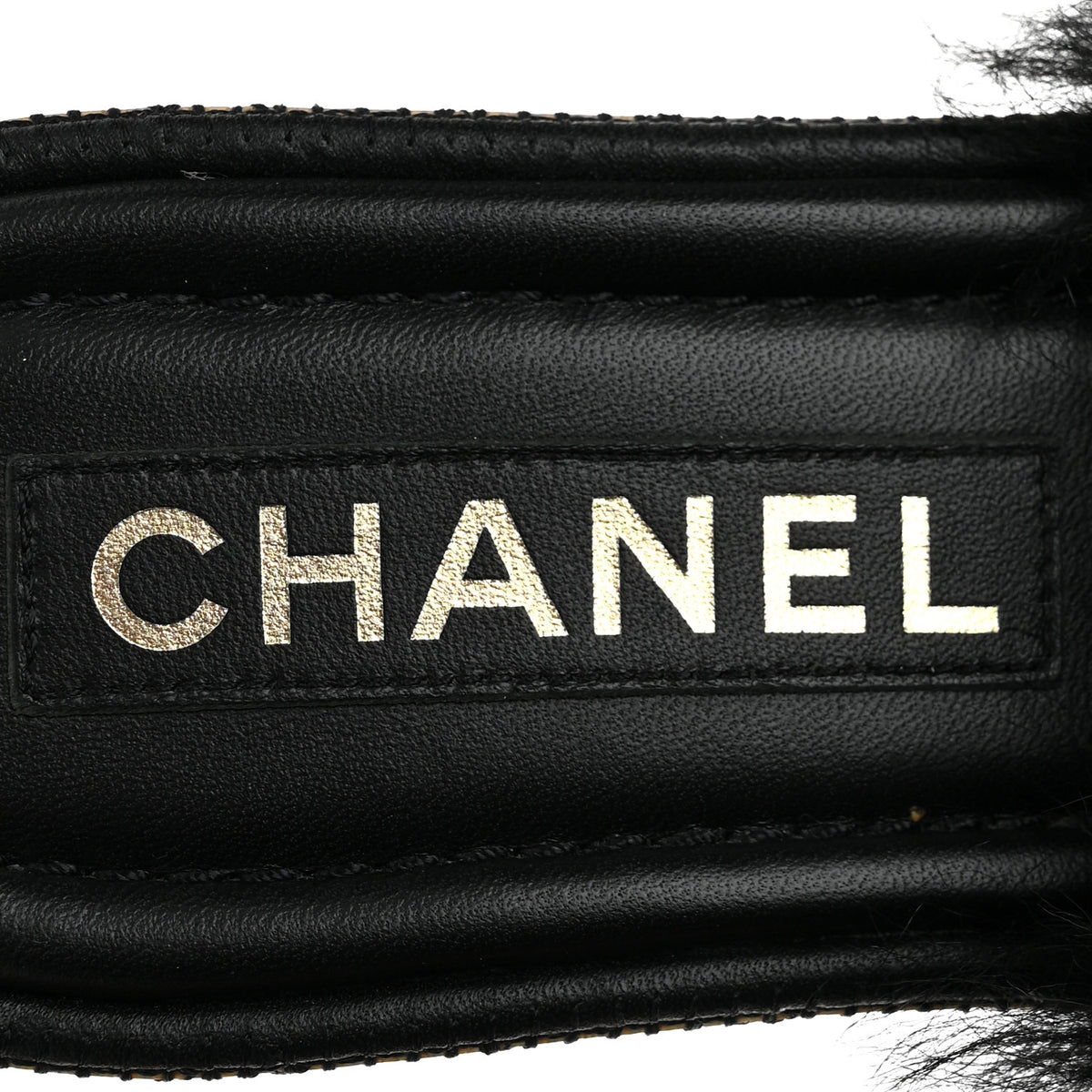 Shearling Lambskin CC Mules Sandal 37 Black White