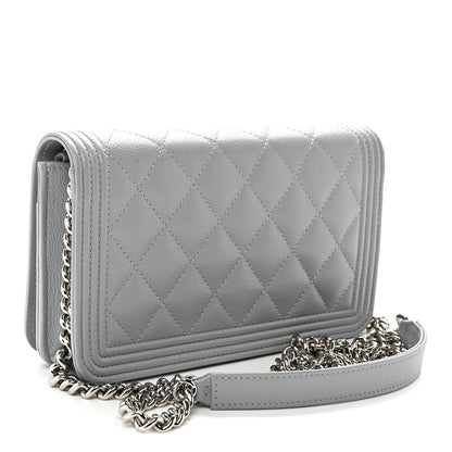 Chanel Caviar Quilted Boy Wallet On Chain WOC Grey 3 of 11