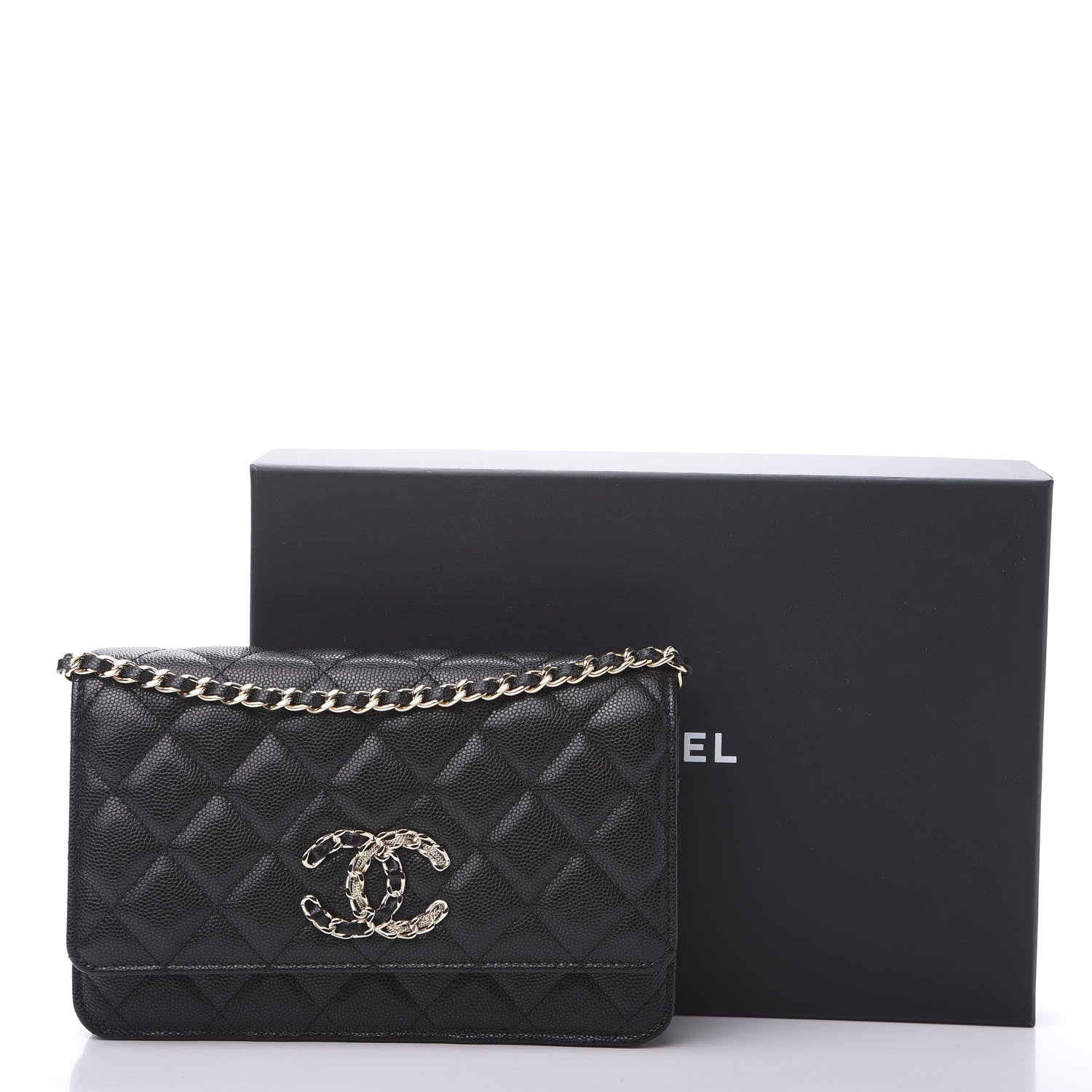 Chanel Caviar Quilted French New Wave Chain CC Wallet On Chain WOC Black 12 of 12