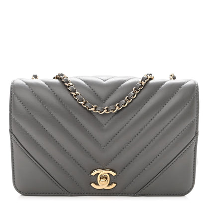 Chanel Calfskin Chevron Quilted Mini Statement Flap Grey 1 of 10