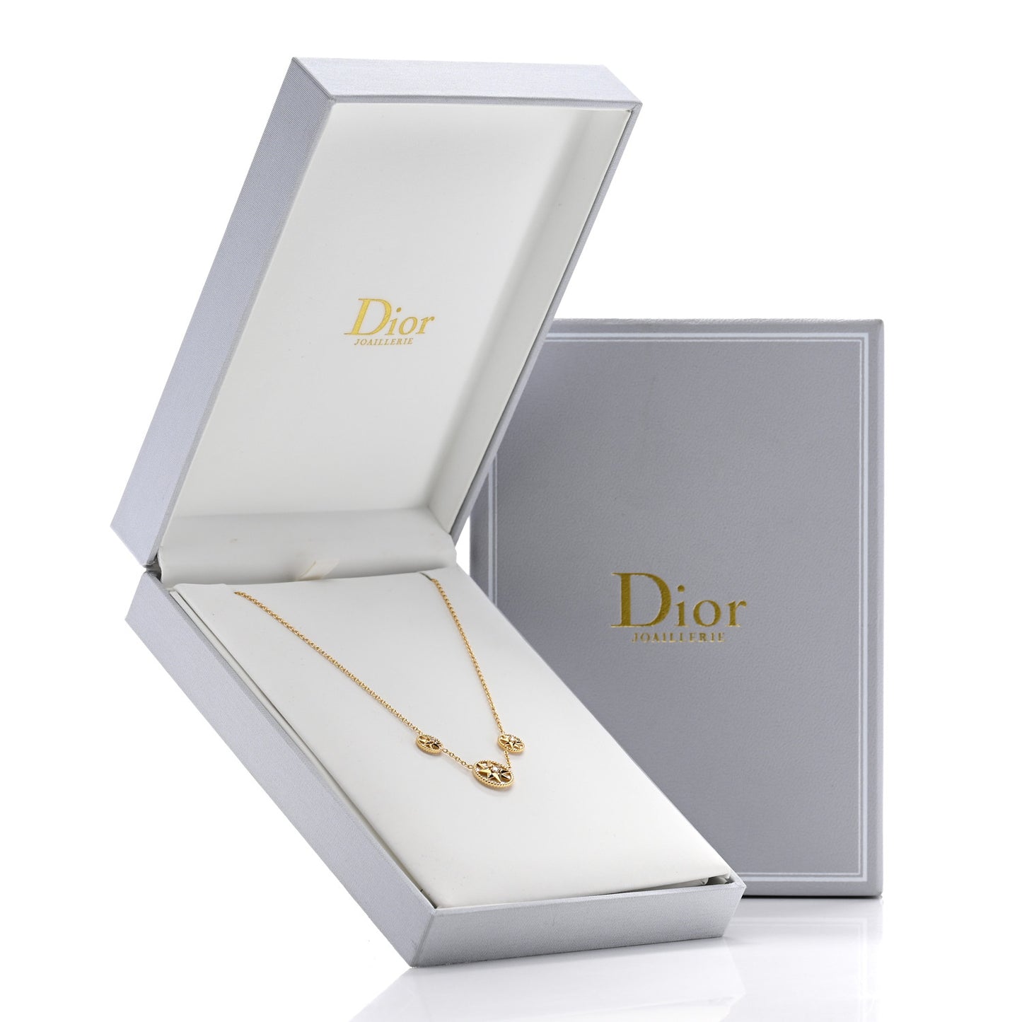 18K Yellow Gold Diamond Mother of Pearl Rose Des Vents 3-Station Necklace