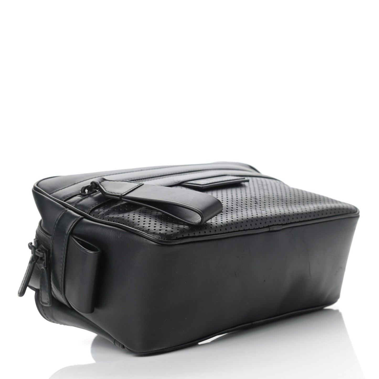 Perforated Calfskin Leggero Intrecciato Belt Bag Black