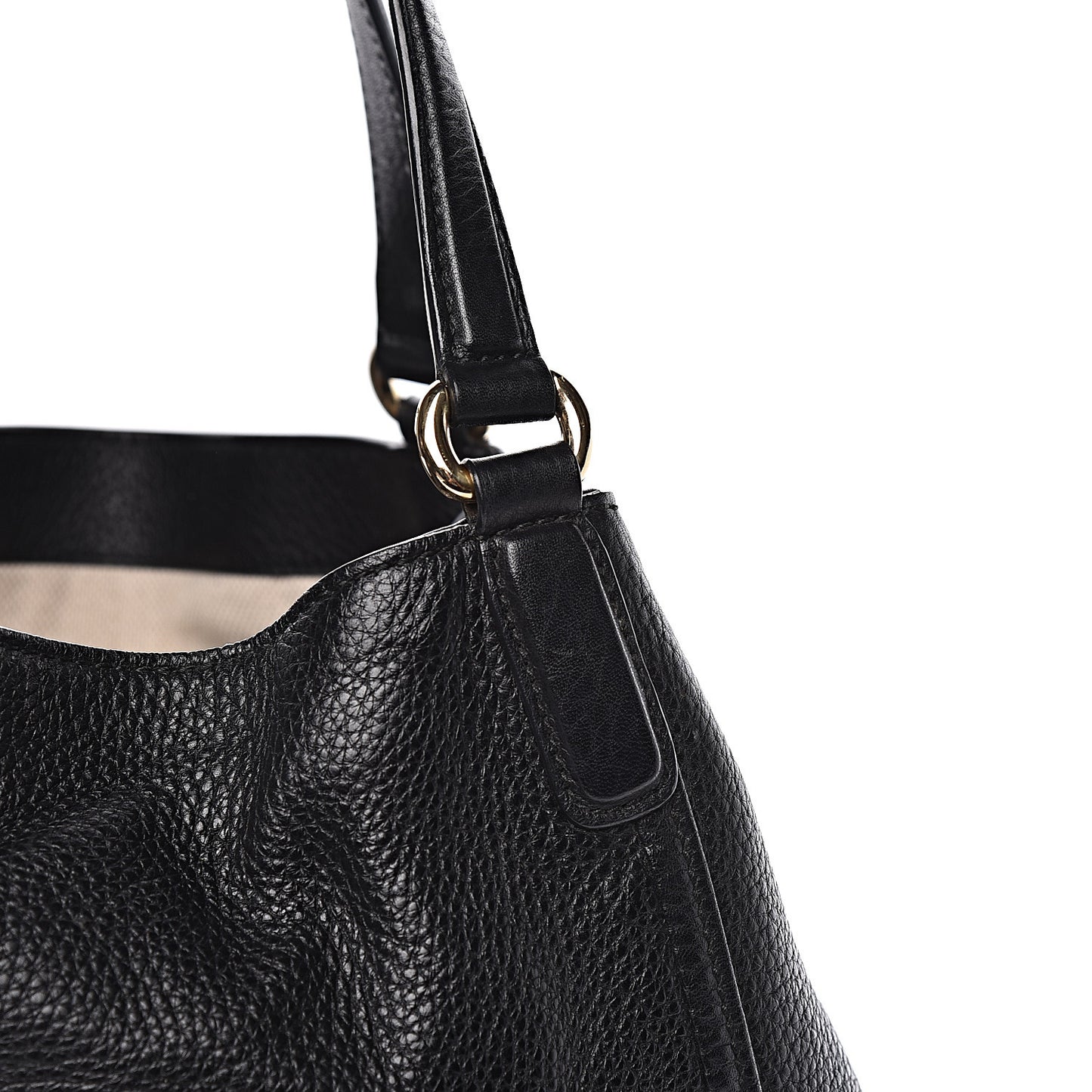 Pebbled Calfskin Medium Soho Shoulder Bag Black