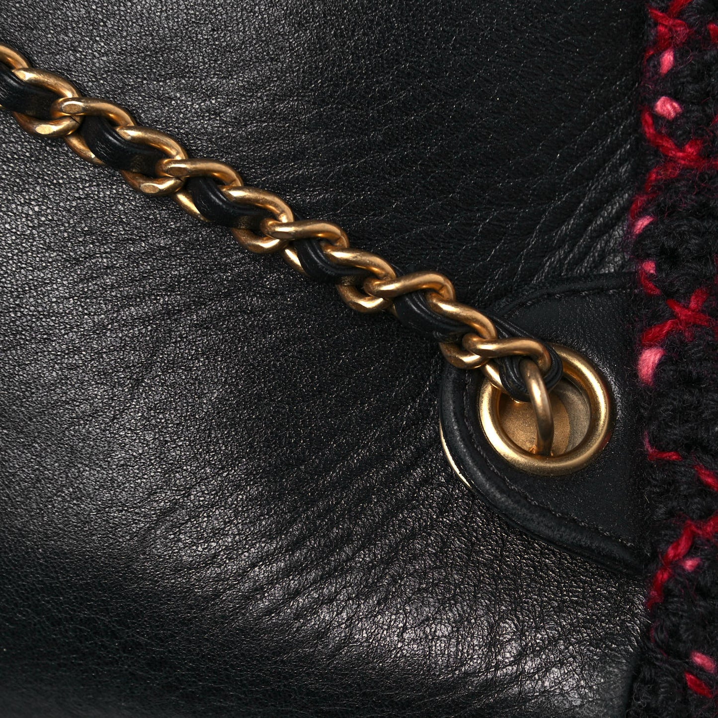 Knit Quilted Backpack Black Burgundy