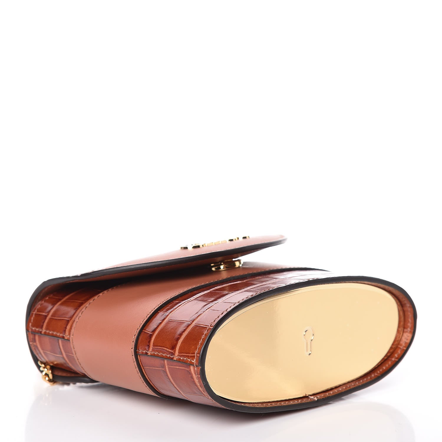 Chloe Calfskin Crocodile Embossed Small Aby Lock Chestnut Brown 4 of 8