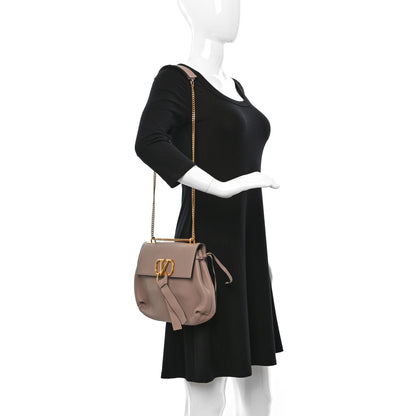 Valentino Garavani Pebbled Calfskin Medium VRing Chain Shoulder Bag Poudre 3 of 8