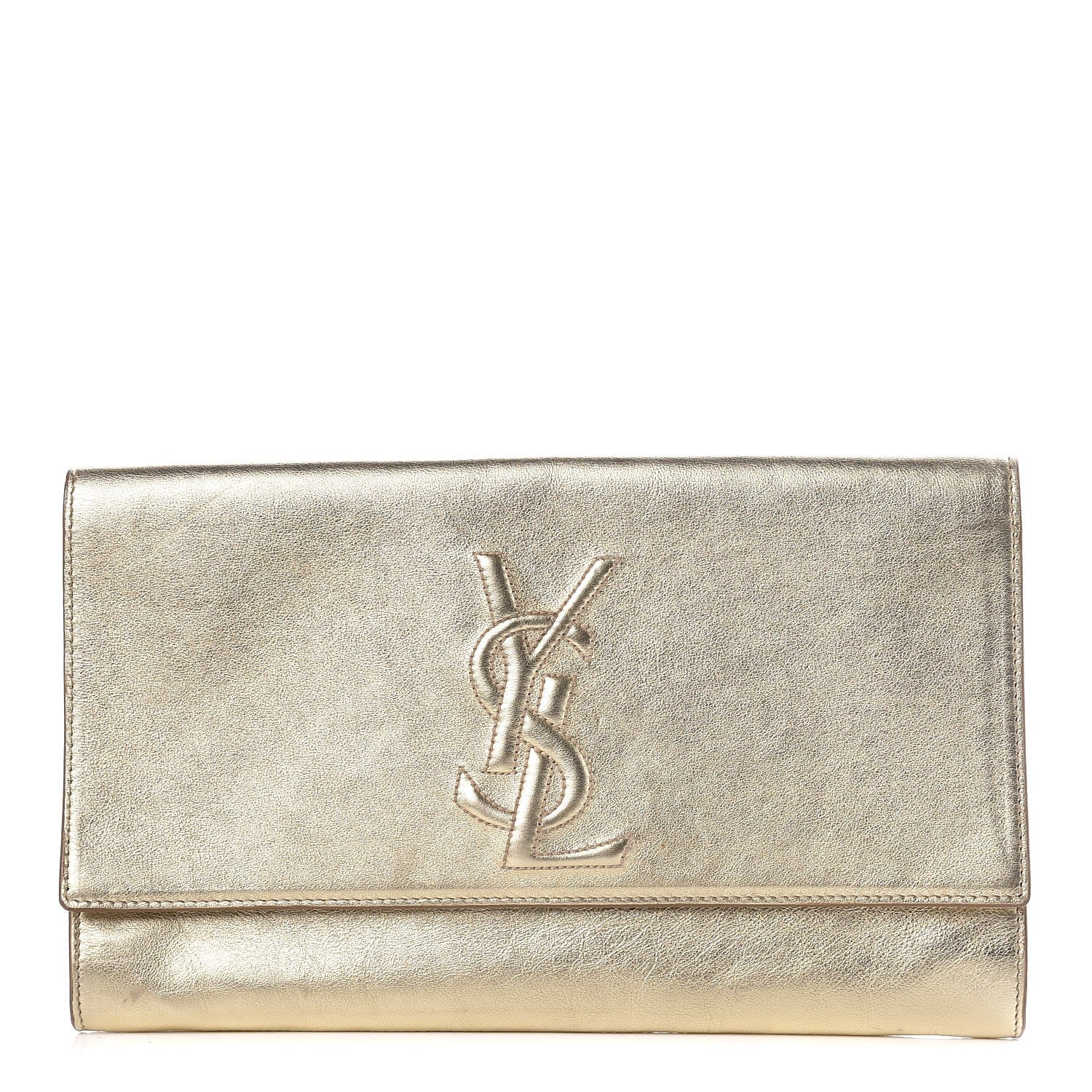 Saint Laurent Metallic Calfskin Monogram Large Belle De Jour Clutch Gold 1 of 8