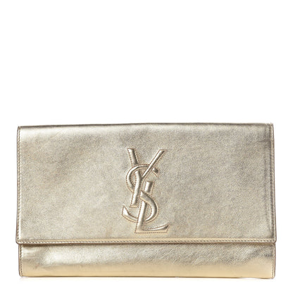 Saint Laurent Metallic Calfskin Monogram Large Belle De Jour Clutch Gold 1 of 8